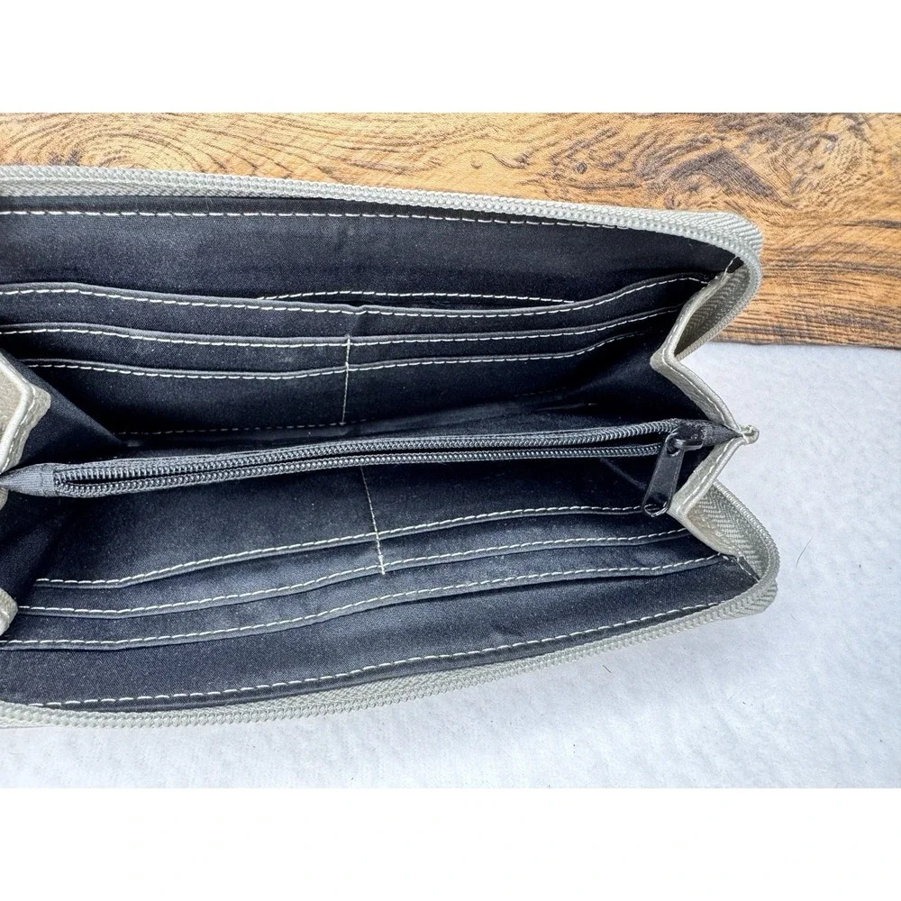 Tignanello‎ Silver Metallic Leather Zipper Wallet
